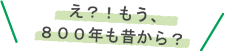え？！もう、８００年も昔から？